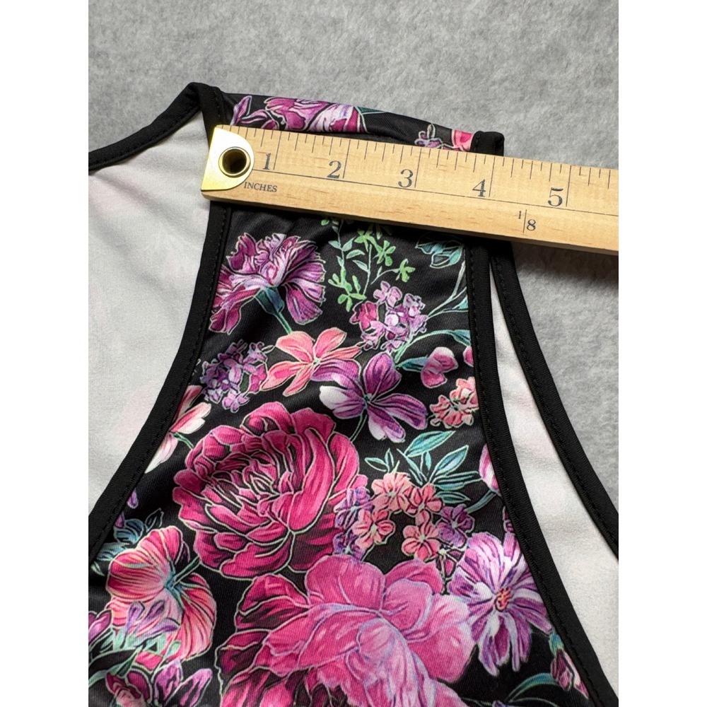 Chaos Monkey 7XL Butterfly Floral Tank Top Black Pink Sleeveless Plus Size - Picture 5 of 11
